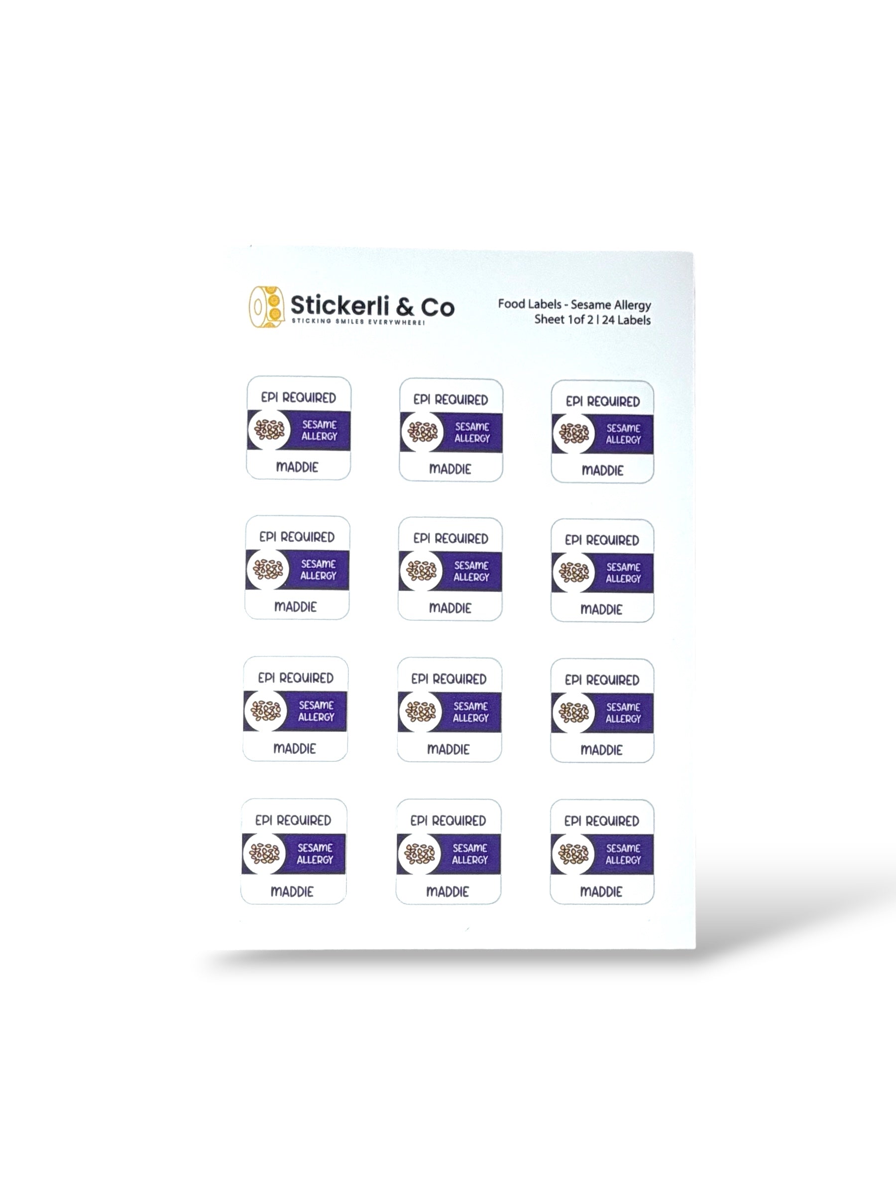 Food Allergy Stick-On Labels