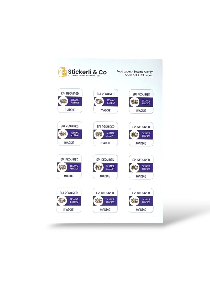 Food Allergy Stick-On Labels