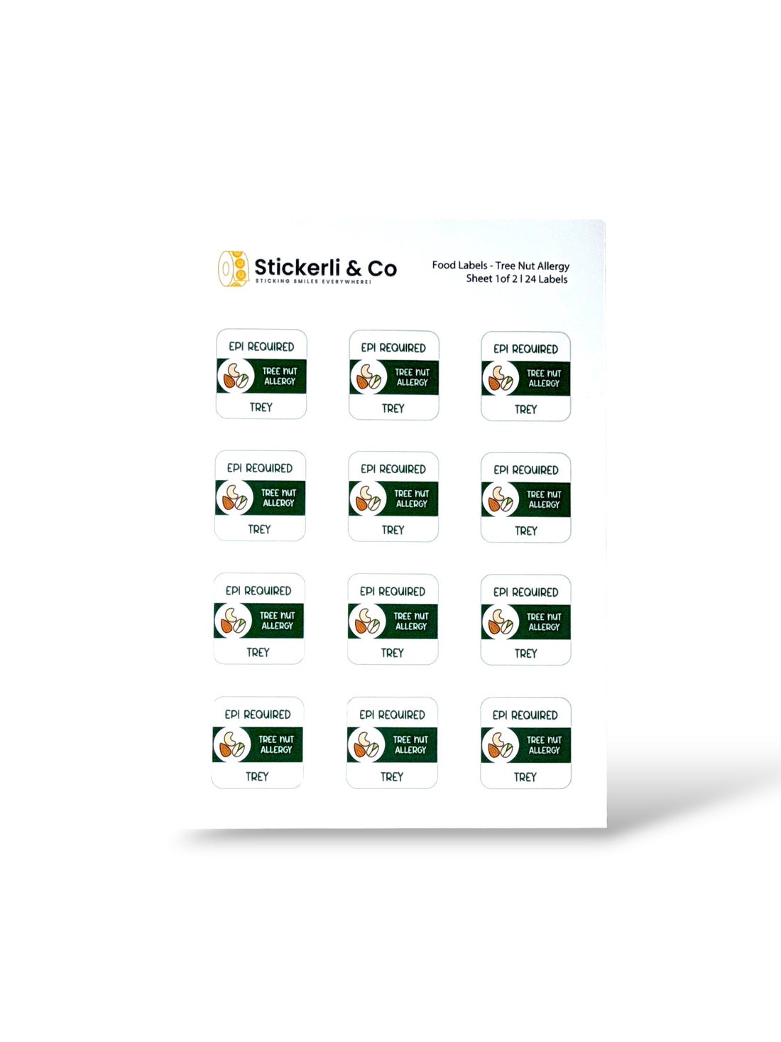 Food Allergy Stick-On Labels