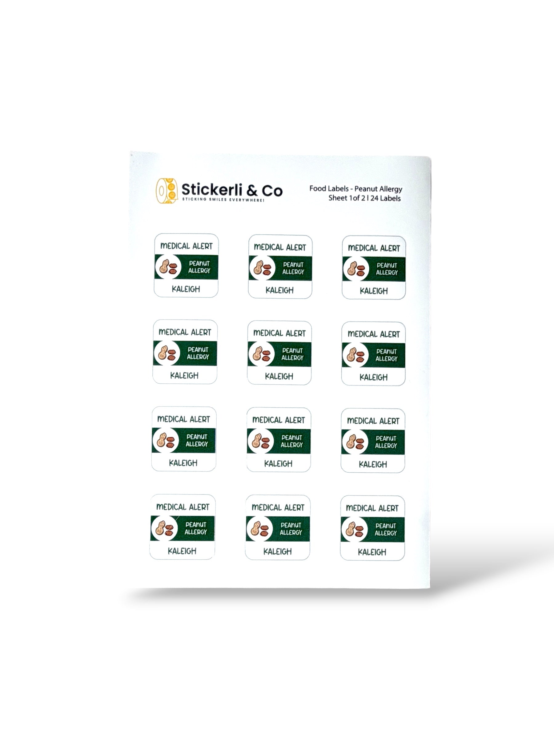 Food Allergy Stick-On Labels