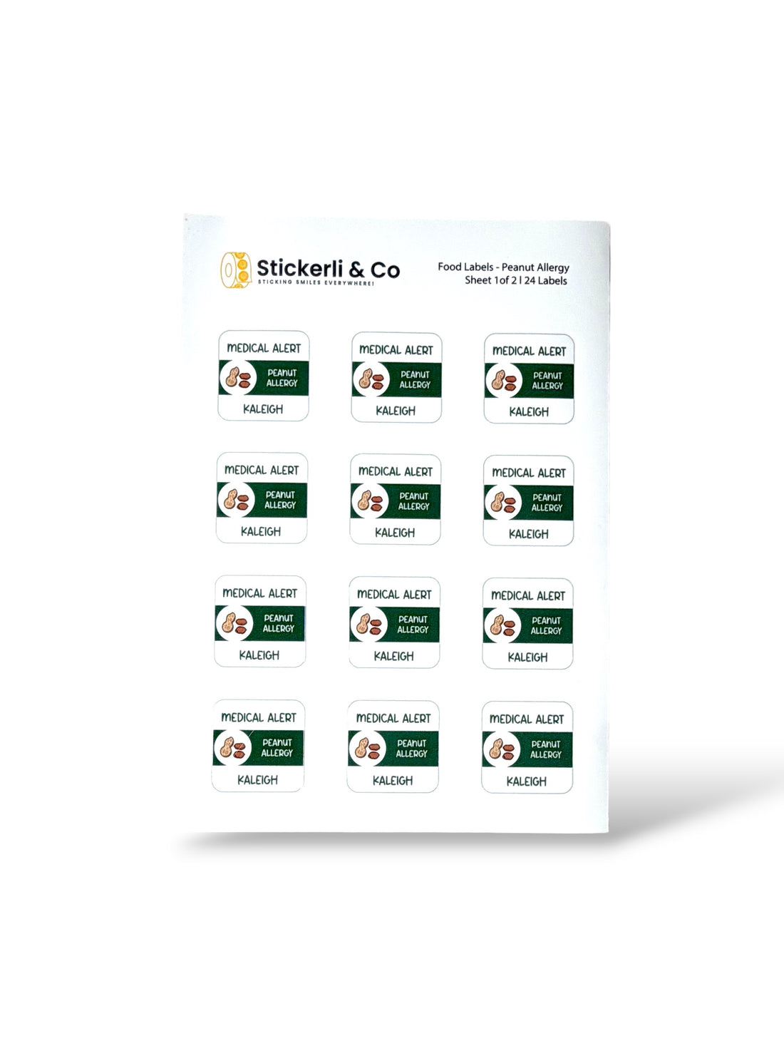 Food Allergy Stick-On Labels