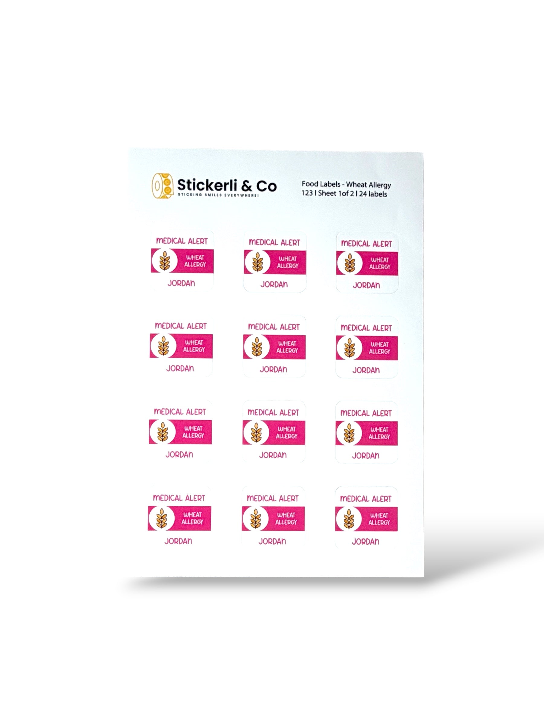 Food Allergy Stick-On Labels