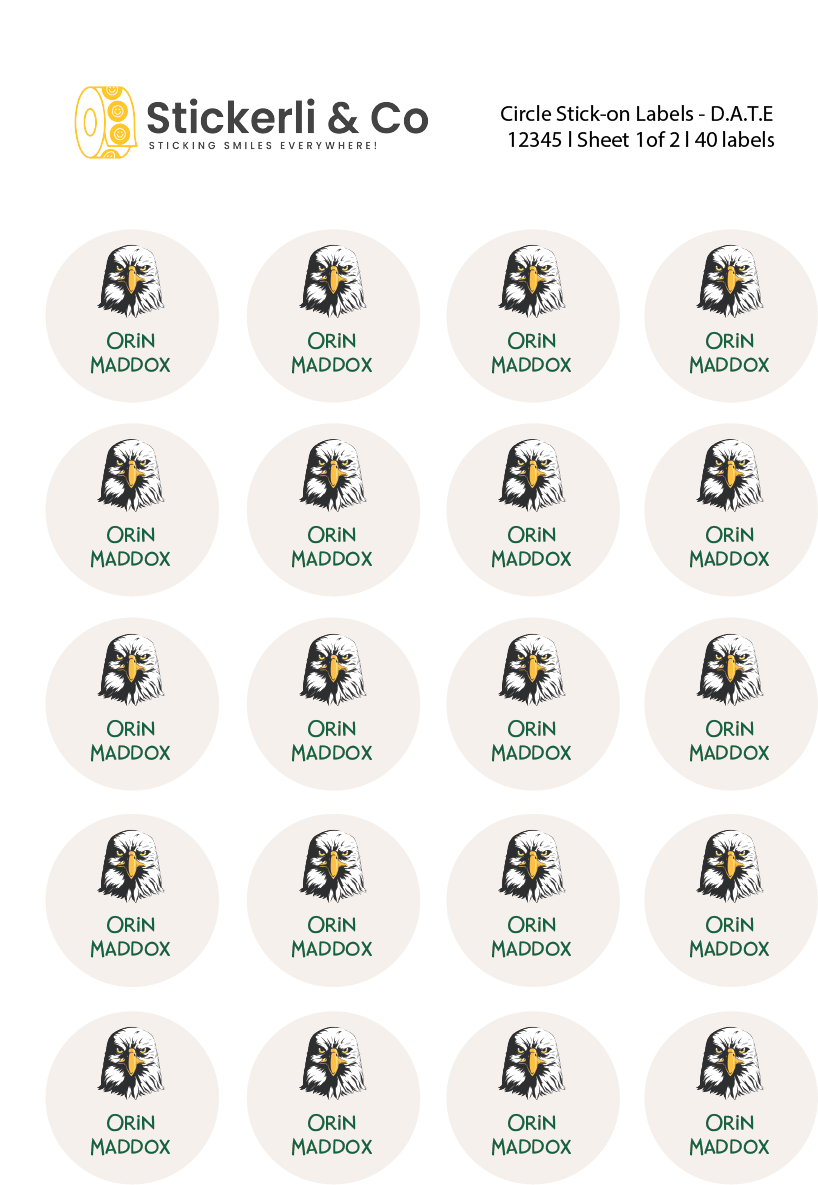 D.A.T.E. Personalized Stick-on Labels
