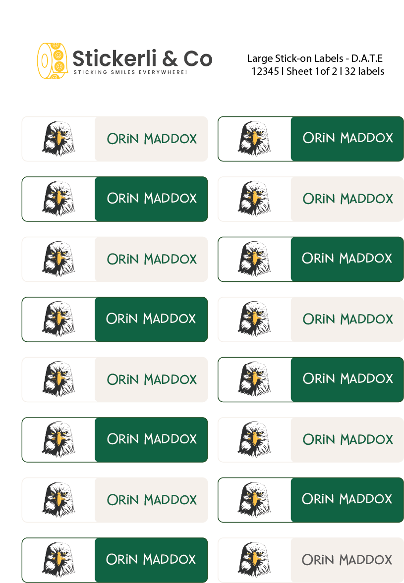 D.A.T.E. Personalized Stick-on Labels