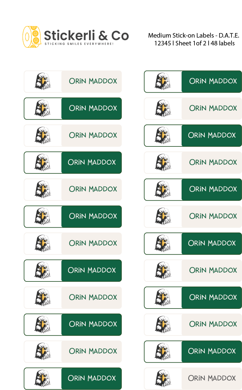 D.A.T.E. Personalized Stick-on Labels