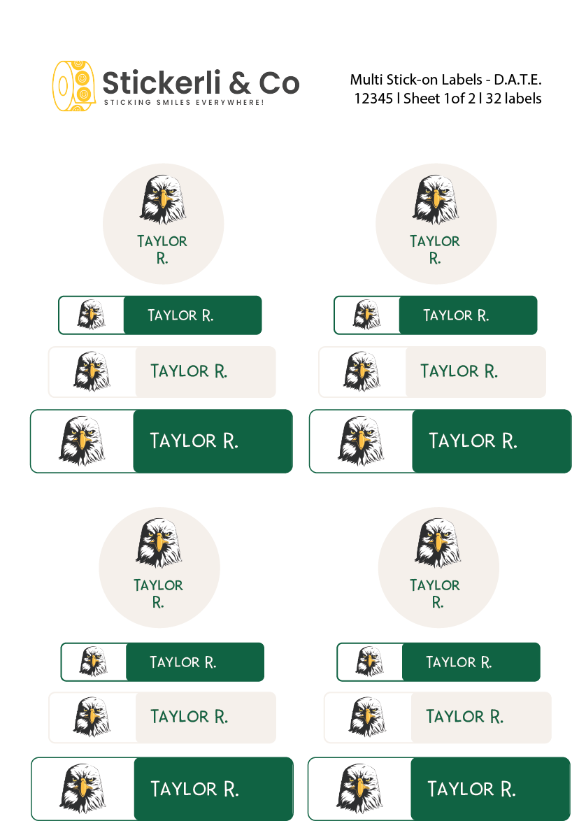 D.A.T.E. Personalized Stick-on Labels