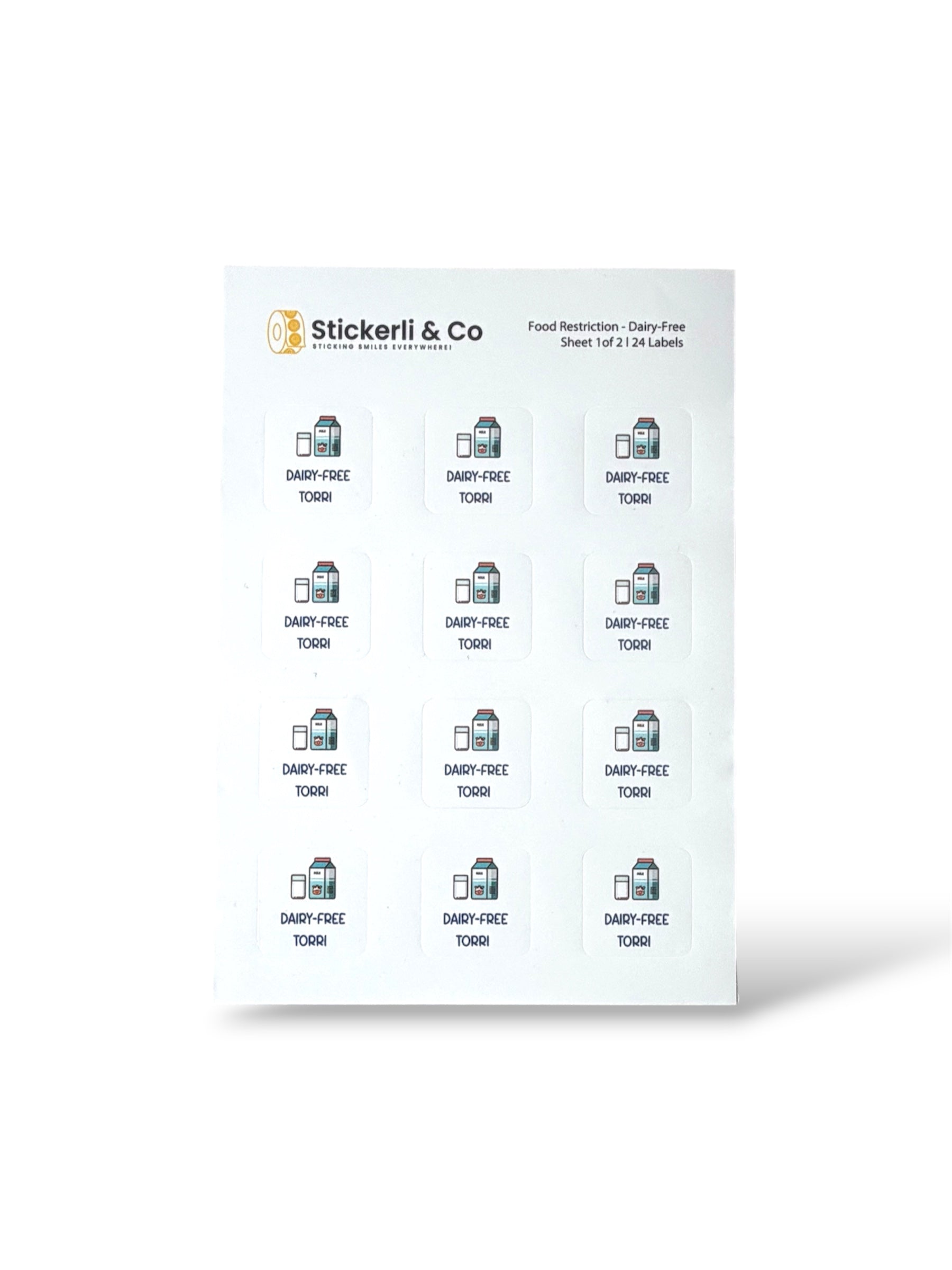Food Restriction Stick-On Labels