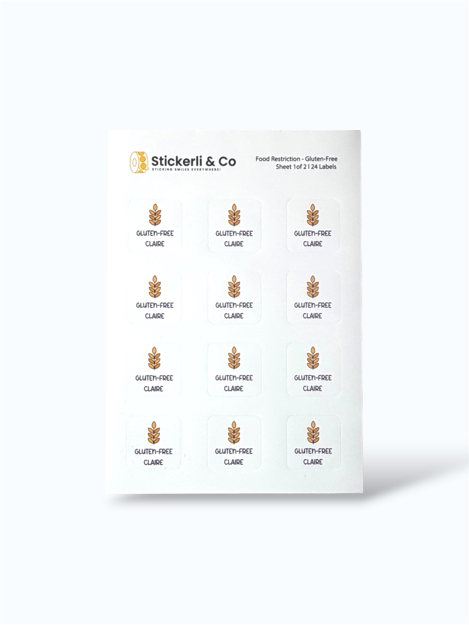 Food Restriction Stick-On Labels