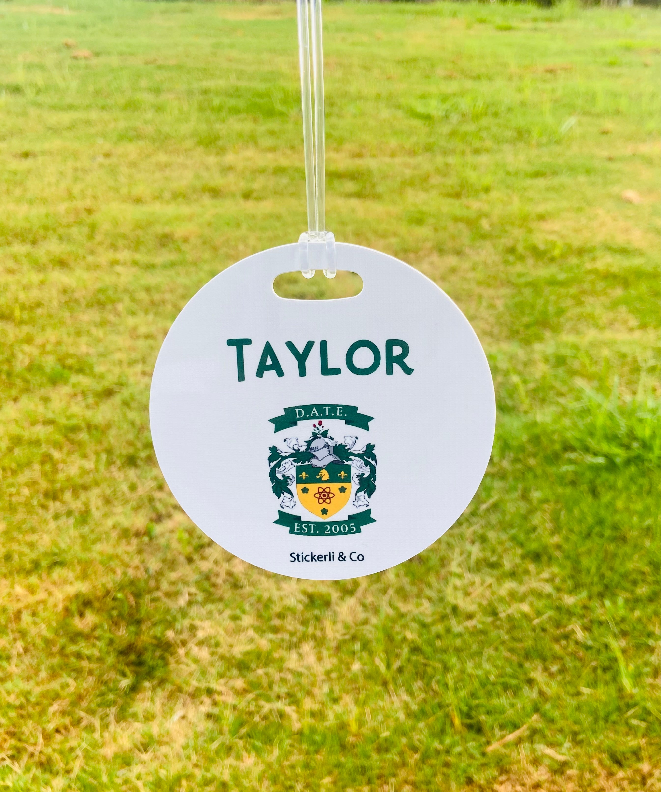 D.A.T.E Bag Tag – 4" Round w/Plastic Loop