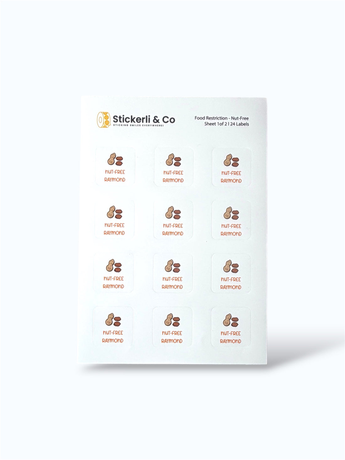 Food Restriction Stick-On Labels