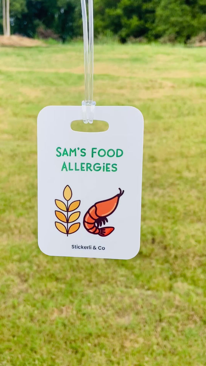 Personalized Food Allergy Alert Tag – 4" x 2.75" w/Plastic Loop
